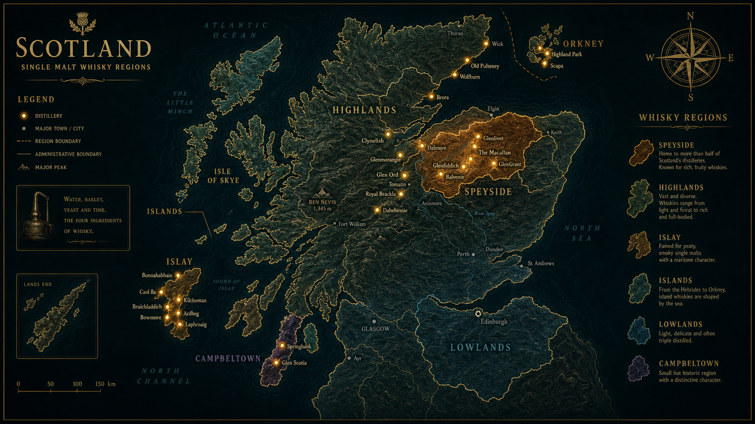 Interactive map of Scottish whisky regions